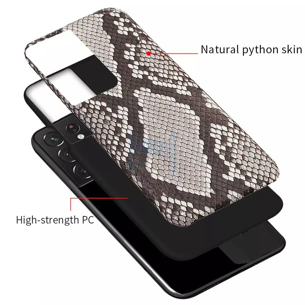 Чехол бампер для Samsung Galaxy S21 Ultra Anomaly Python Plate Black (Черный)