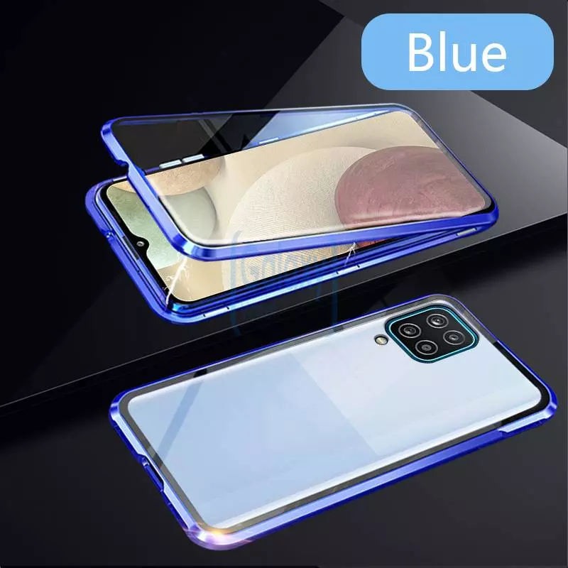 Чехол бампер для Samsung Galaxy M22 Anomaly Magnetic 360 With Glass Blue (Синий)