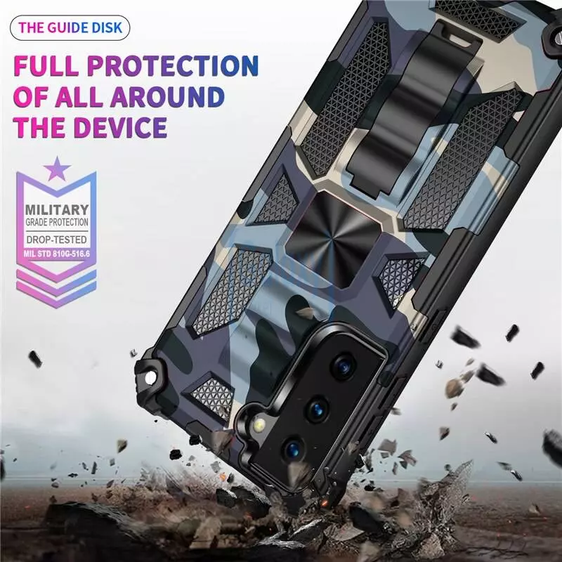 Противоударный чехол бампер для Samsung Galaxy S20 FE Anomaly Hybrid Armor (встроенная подставка) Army Blue (Армейский Синий)