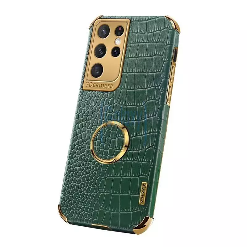 Чехол бампер для Samsung Galaxy S22 Ultra Anomaly X-Case (с кольцом-держателем) Green (Зеленый)