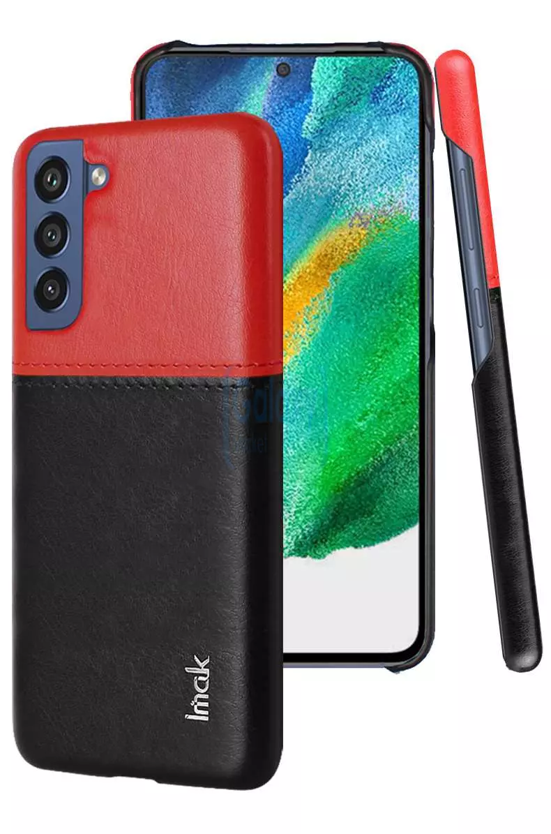 Чохол бампер для Samsung Galaxy S21 FE Imak Leather Fit Black / Red (Чорний / Червоний)