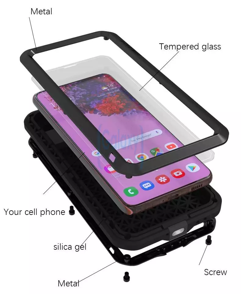 Протиударний чохол бампер для Samsung Galaxy S22 Plus Love Mei PowerFull (Зі склом) Silver (Сріблястий)