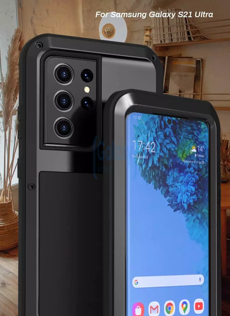 Протиударний чохол бампер для Samsung Galaxy S22 Love Mei PowerFull (Зі склом) Army Green (Армійський Зелений)