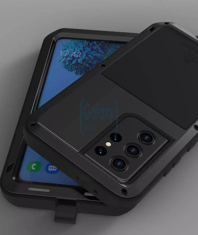 Протиударний чохол бампер для Samsung Galaxy S22 Love Mei PowerFull (Зі склом) Army Green (Армійський Зелений)