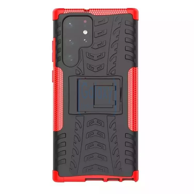 Противоударный чехол бампер для Samsung Galaxy S23 Ultra Nevellya Case (встроенная подставка) Orange (Оранжевый)