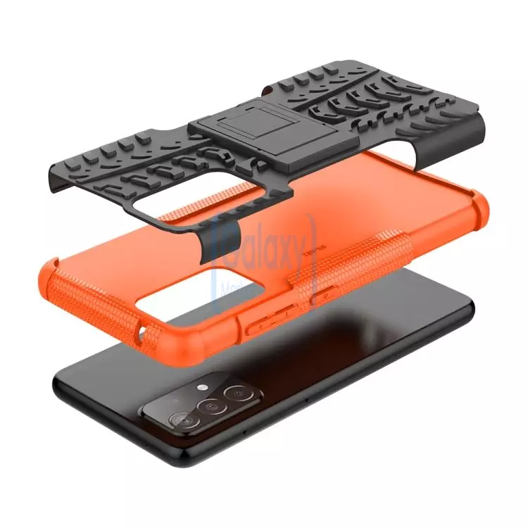 Противоударный чехол бампер для Samsung Galaxy A53 5G Nevellya Case (встроенная подставка) Orange (Оранжевый)