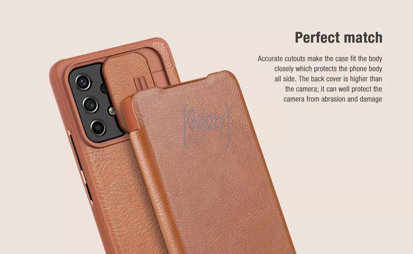 Чохол книжка Nillkin Qin Pro (шторка на камеру) для Samsung Galaxy A53 5G Brown (Коричневий)
