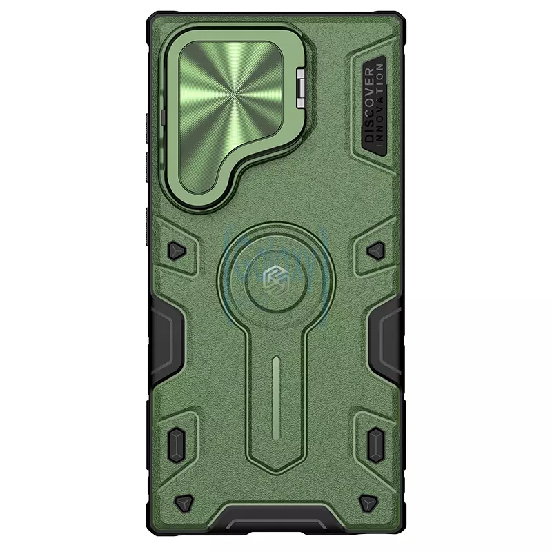 Чохол бампер Nillkin CamShield Armor Prop Magnetic (шторка на камеру) для Samsung Galaxy S24 Ultra Dark Green (Темно зелений)