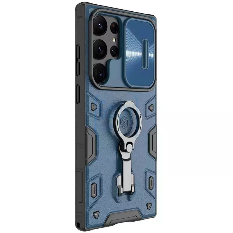Чохол бампер для Samsung Galaxy S23 Ultra Nillkin CamShield Armor Pro (шторка на камеру) Blue (Синій)