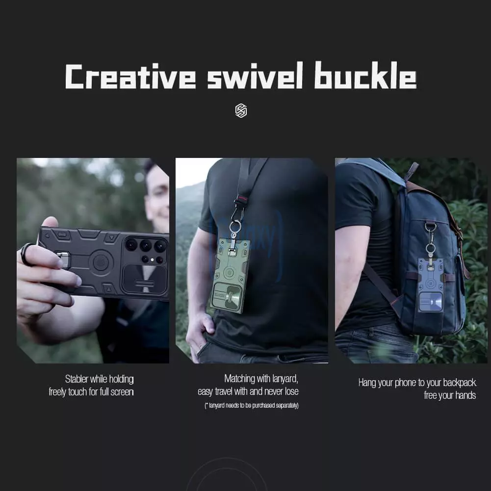 Чохол бампер для Samsung Galaxy S23 Ultra Nillkin CamShield Armor Pro (шторка на камеру) Blue (Синій)