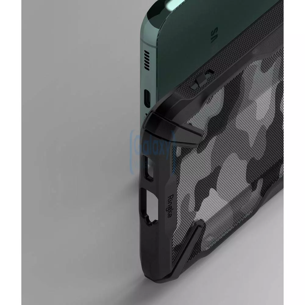 Противоударный чехол бампер Ringke Fusion-X Design для Samsung Galaxy S22 Plus Camo / Black (Камуфляж / Черный)