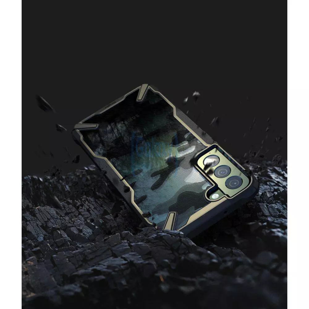 Противоударный чехол бампер Ringke Fusion-X Design для Samsung Galaxy S22 Plus Camo / Black (Камуфляж / Черный)