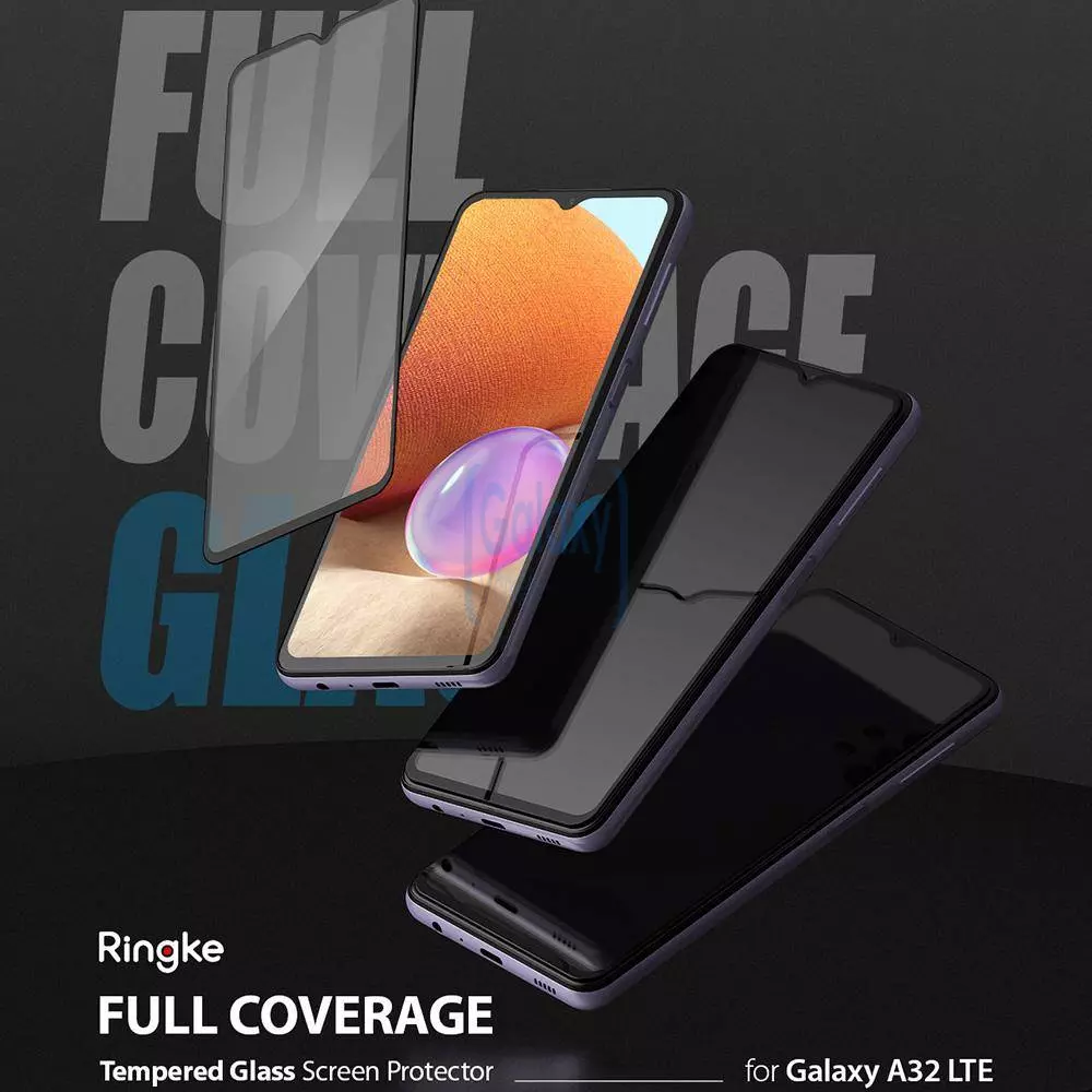 Защитное стекло Ringke ID Full Cover Glass для Samsung Galaxy A32 Black (Черный)