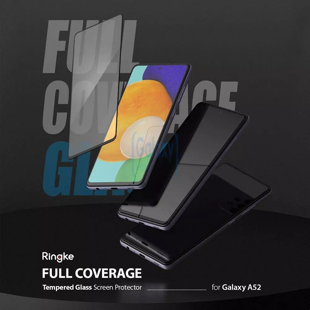 Защитное стекло Ringke ID Full Cover Glass для Samsung Galaxy A52 / A52s Black (Черный)