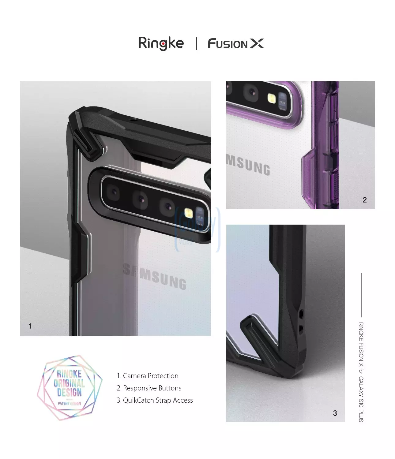 Чехол бампер Ringke Fusion-X Case для Samsung Galaxy S10 Black (Черный)
