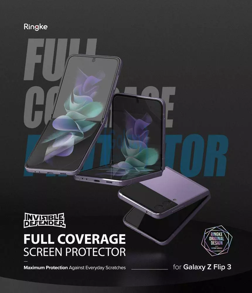 Защитная пленка для смартфона для Samsung Galaxy Z Flip 3 Ringke Invisible Deffender Film Crystal Clear (Прозрачный) S19P043