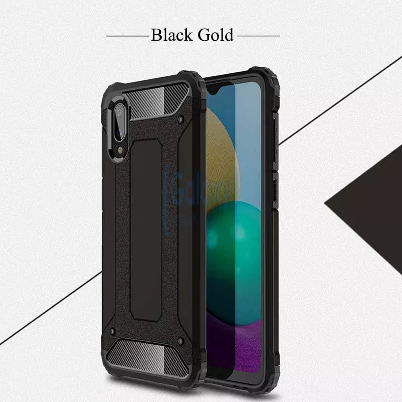 Чехол бампер для Samsung Galaxy A02 Rugged Hybrid Tough Armor Black (Черный) Чехол бампер для Samsung Galaxy A02 Rugged Hybrid Tough Armor Black (Черный)