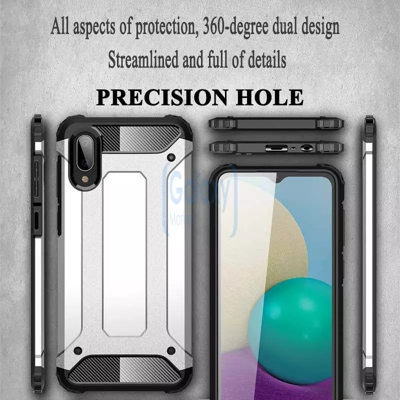 Чехол бампер для Samsung Galaxy A02 Rugged Hybrid Tough Armor Black (Черный) Чехол бампер для Samsung Galaxy A02 Rugged Hybrid Tough Armor Black (Черный)