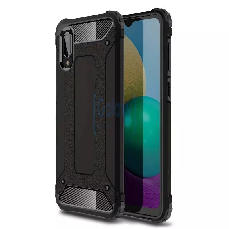 Чехол бампер для Samsung Galaxy A02 Rugged Hybrid Tough Armor Black (Черный) Чехол бампер для Samsung Galaxy A02 Rugged Hybrid Tough Armor Black (Черный)