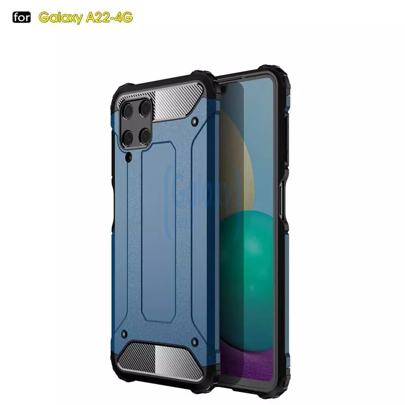 Чехол бампер для Samsung Galaxy M32 Rugged Hybrid Tough Armor Blue (Синий)