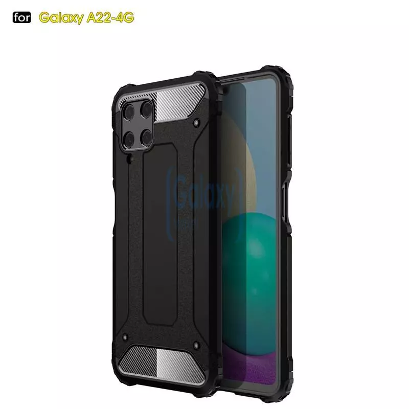 Чехол бампер для Samsung Galaxy M22 Rugged Hybrid Tough Armor Black (Черный) Чехол бампер для Samsung Galaxy M22 Rugged Hybrid Tough Armor Black (Черный)