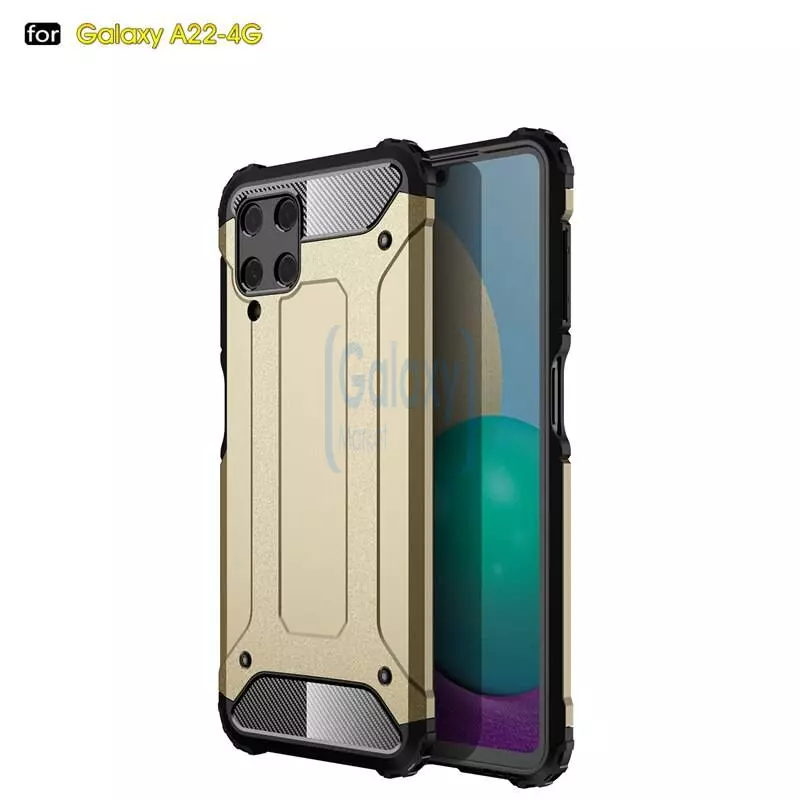 Чехол бампер для Samsung Galaxy M22 Rugged Hybrid Tough Armor Gold (Золотой) Чехол бампер для Samsung Galaxy M22 Rugged Hybrid Tough Armor Gold (Золотой)