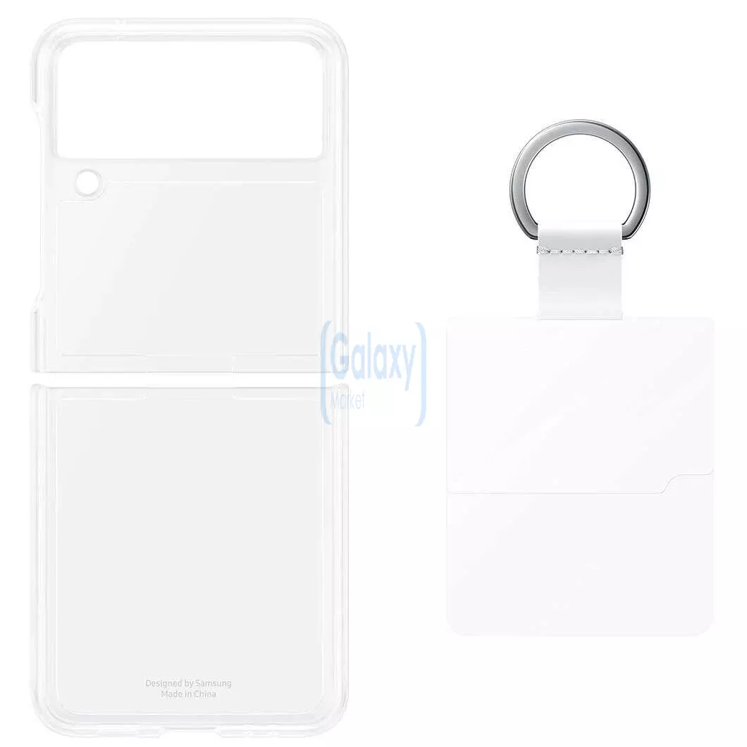 Оригинальный чехол бампер для Samsung Galaxy Flip 3 Samsung Clear Cover with Ring Transparent (Прозрачный) EF-QF711CTEGRU