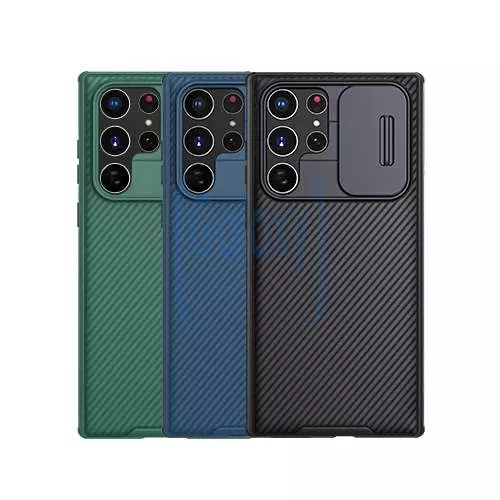 Противоударный чехол бампер Nillkin CamShield Pro (шторка на камеру) для Samsung Galaxy S22 Ultra Green (Зеленый)