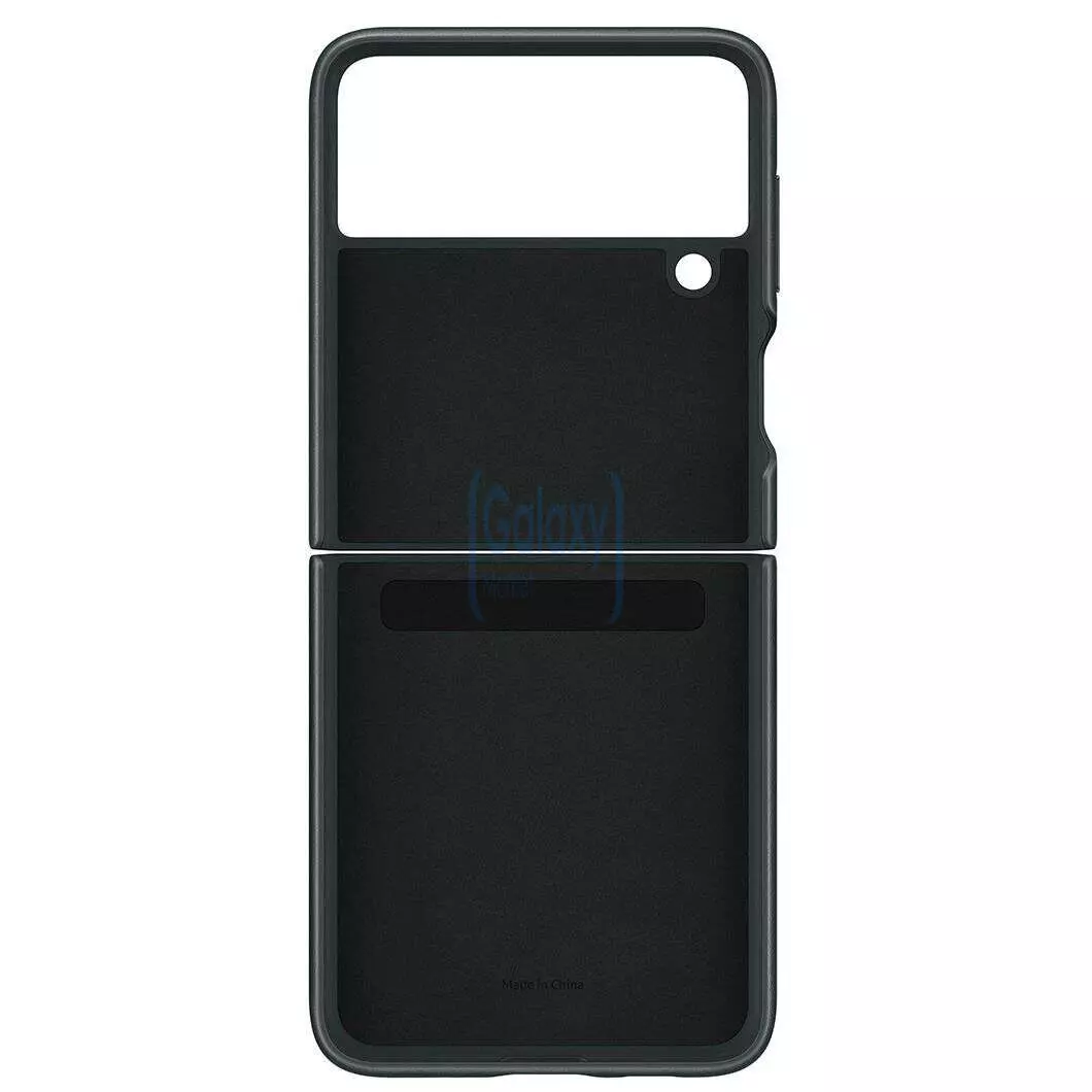 Оригинальный чехол бампер для Samsung Galaxy Flip 3 Samsung Leather Back Cover Black (Черный) EF-VF711LBEGRU