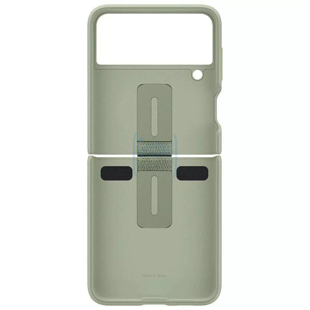 Оригинальный чехол бампер для Samsung Galaxy Flip 3 Samsung Silicone Cover with Ring Olive Green (Армейский зеленый) EF-PF711TMEGRU