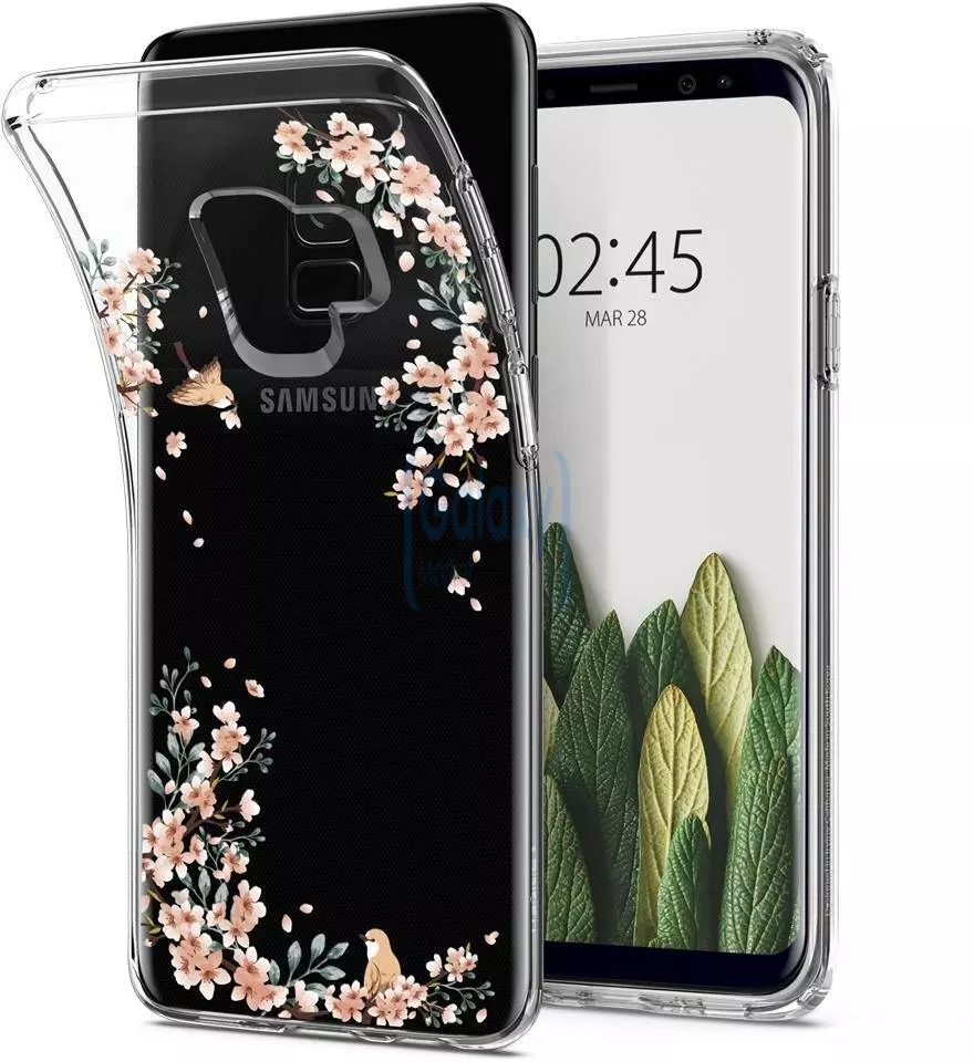 Оригинальный чехол бампер для Samsung Galaxy S9 Spigen Liquid Crystal Blossom Nature (Природа) 592CS22828