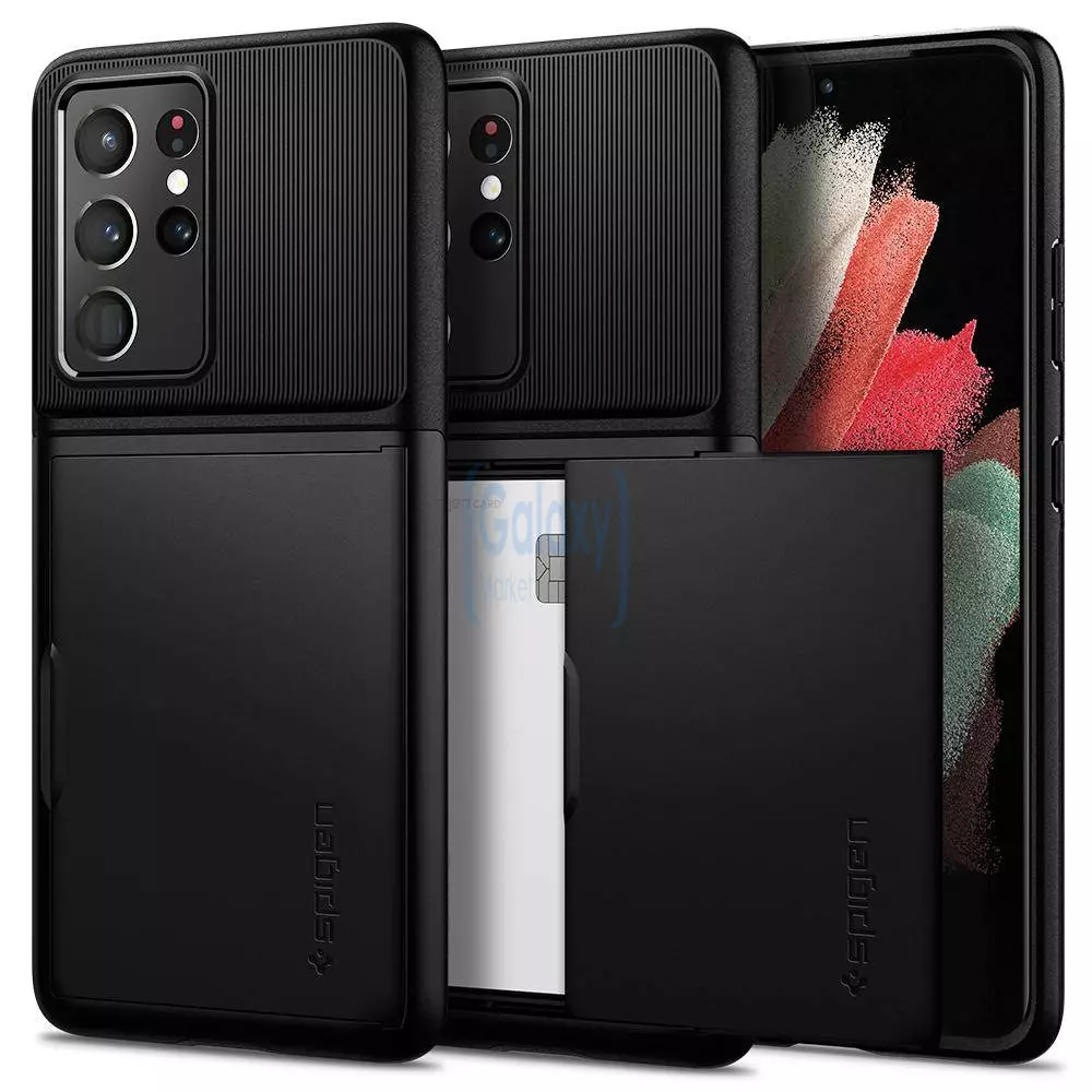 Протиударний чохол бампер Spigen Slim Armor CS (з відділом для карт) для Samsung Galaxy S22 Ultra Black (Чорний) ACS03927 Протиударний чохол бампер Spigen Slim Armor CS (з відділом для карт) для Samsung Galaxy S22 Ultra Black (Чорний) ACS03927