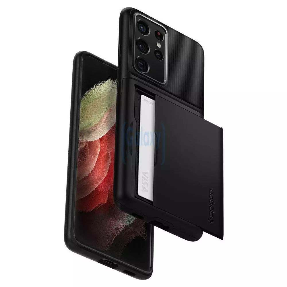 Протиударний чохол бампер Spigen Slim Armor CS (з відділом для карт) для Samsung Galaxy S22 Ultra Black (Чорний) ACS03927 Протиударний чохол бампер Spigen Slim Armor CS (з відділом для карт) для Samsung Galaxy S22 Ultra Black (Чорний) ACS03927