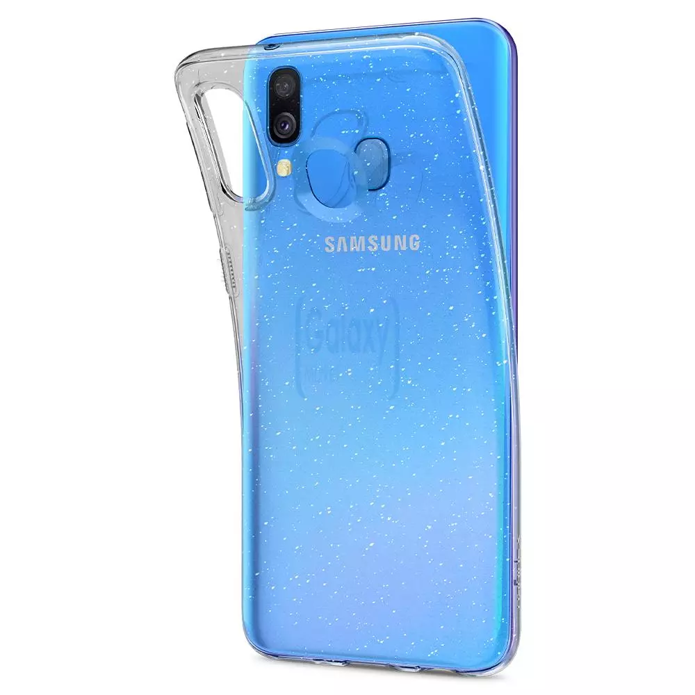 Чехол бампер Spigen Case Liquid Crystal Glitter для Samsung Galaxy A40 Crystal Quartz (Прозрачный кварц)