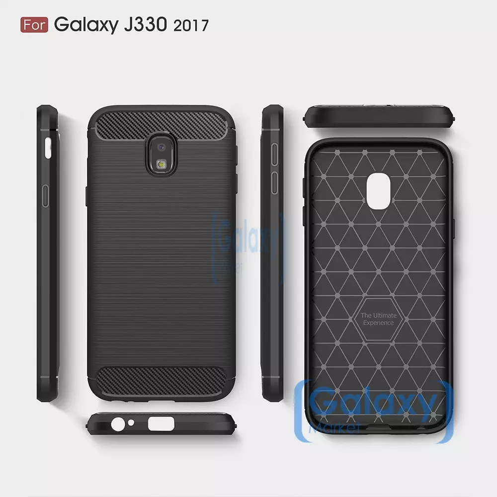 Чехол бампер Ipaky Carbon Fiber для Samsung Galaxy J3 2017 Red (Красный)