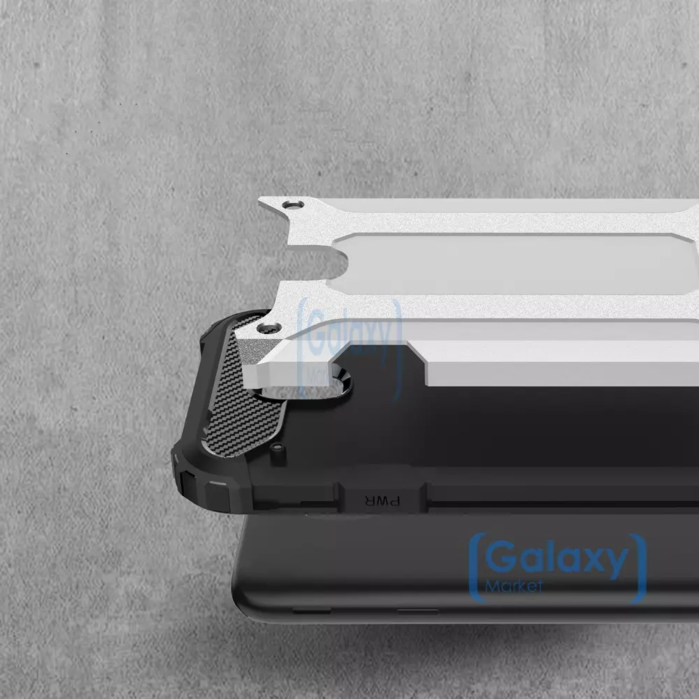Чехол бампер Rugged Hybrid Tough Armor Case для Samsung Galaxy J3 2017 Silver (Серебристый)