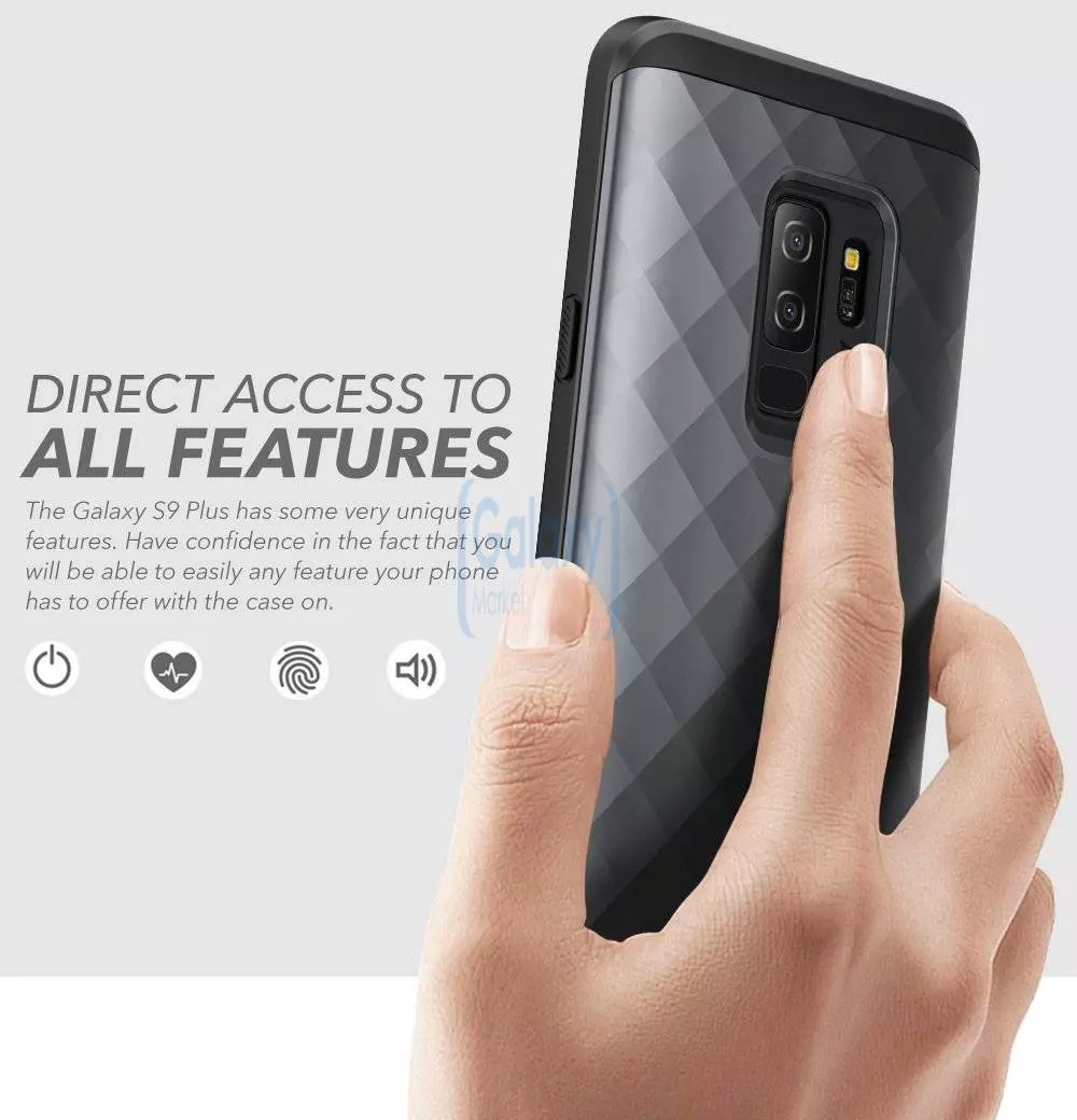Чехол бампер Clayco Hera Case with Glass для Samsung Galaxy S9 Plus Black (Черный)