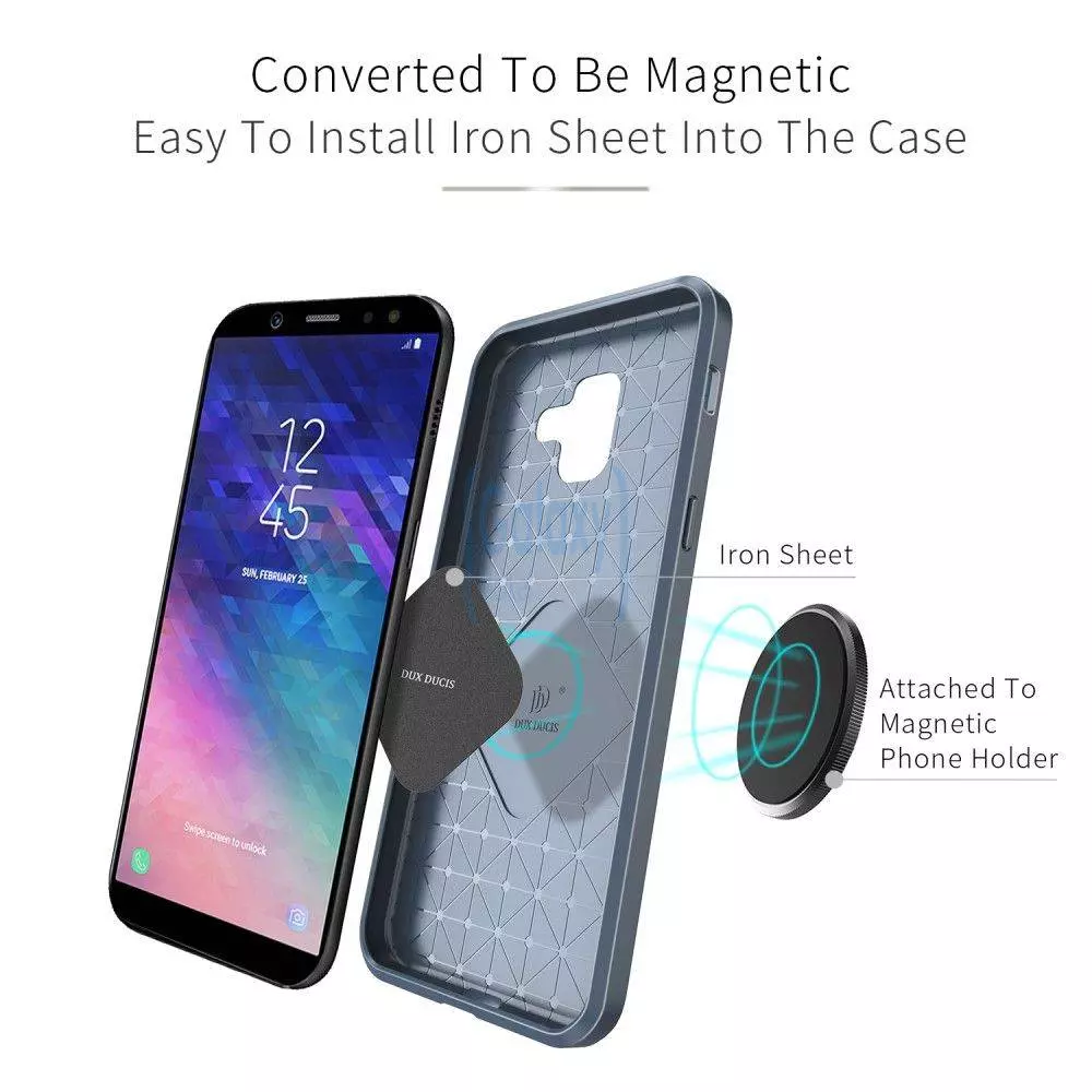 Чехол бампер Dux Ducis Carbon Magnetic для Samsung Galaxy A8 Plus 2018 A730F Rose Gold (Розовое золото)