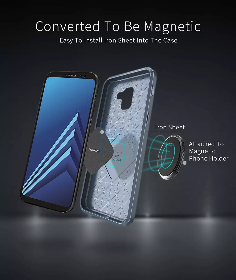 Чехол бампер Dux Ducis Carbon Magnetic Case для Samsung Galaxy A8 2018 Rose Gold (Розовое золото)