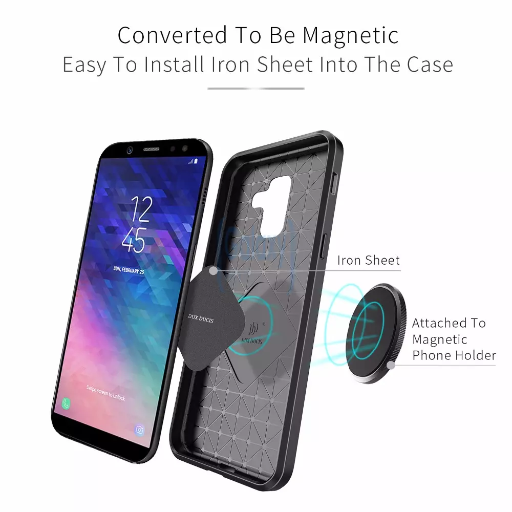 Чехол бампер Dux Ducis Carbon Magnetic Case для Samsung Galaxy A6 2018 Rose Gold (Розовое золото)