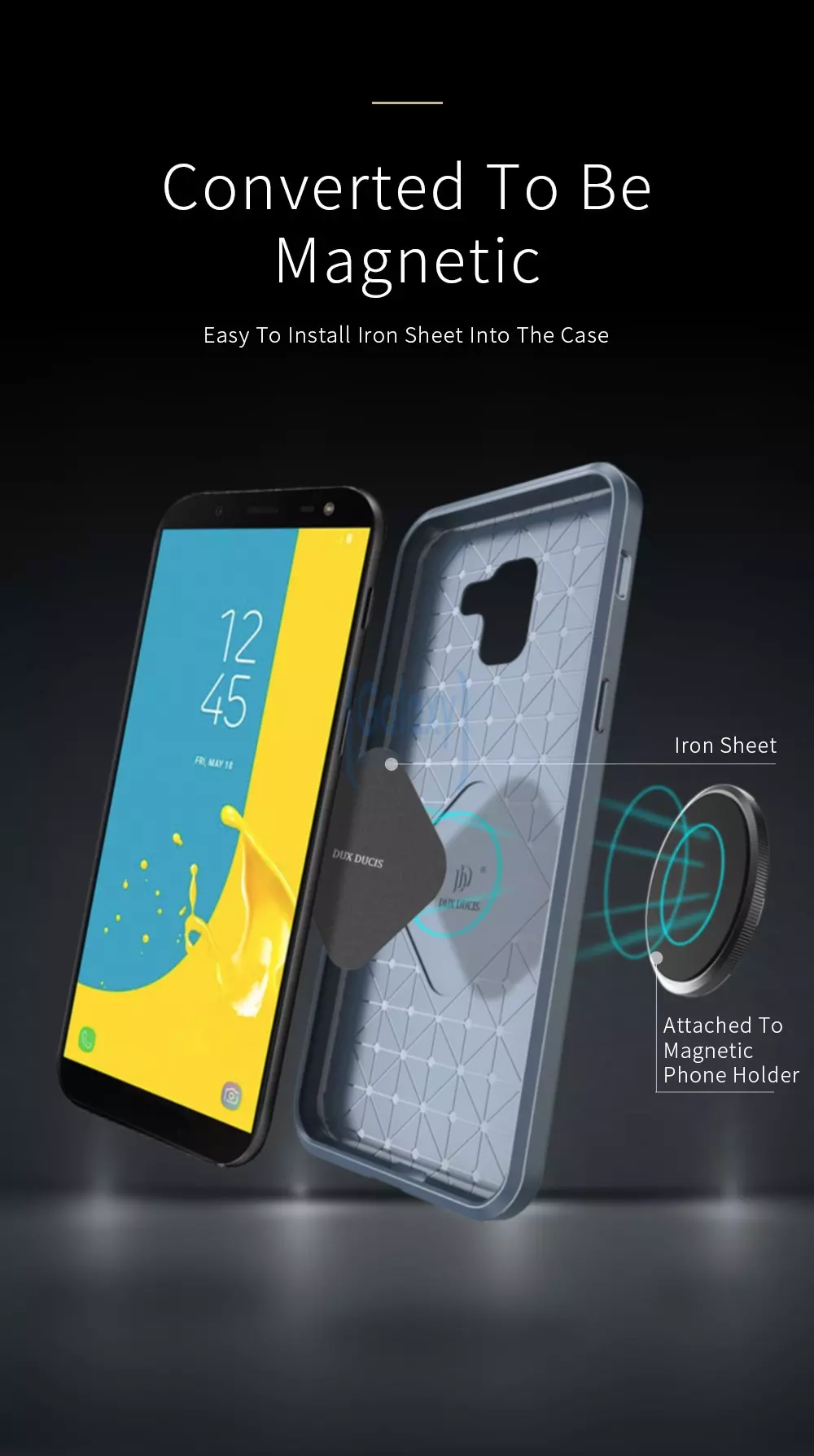 Чехол бампер Dux Ducis Carbon Magnetic Case для Samsung Galaxy J6 2018 Rose Gold (Розовое золото)