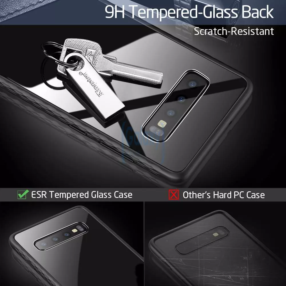 Чехол бампер ESR Mimic Tempered Glass Case для Samsung Galaxy S10 Plus Black (Черный)