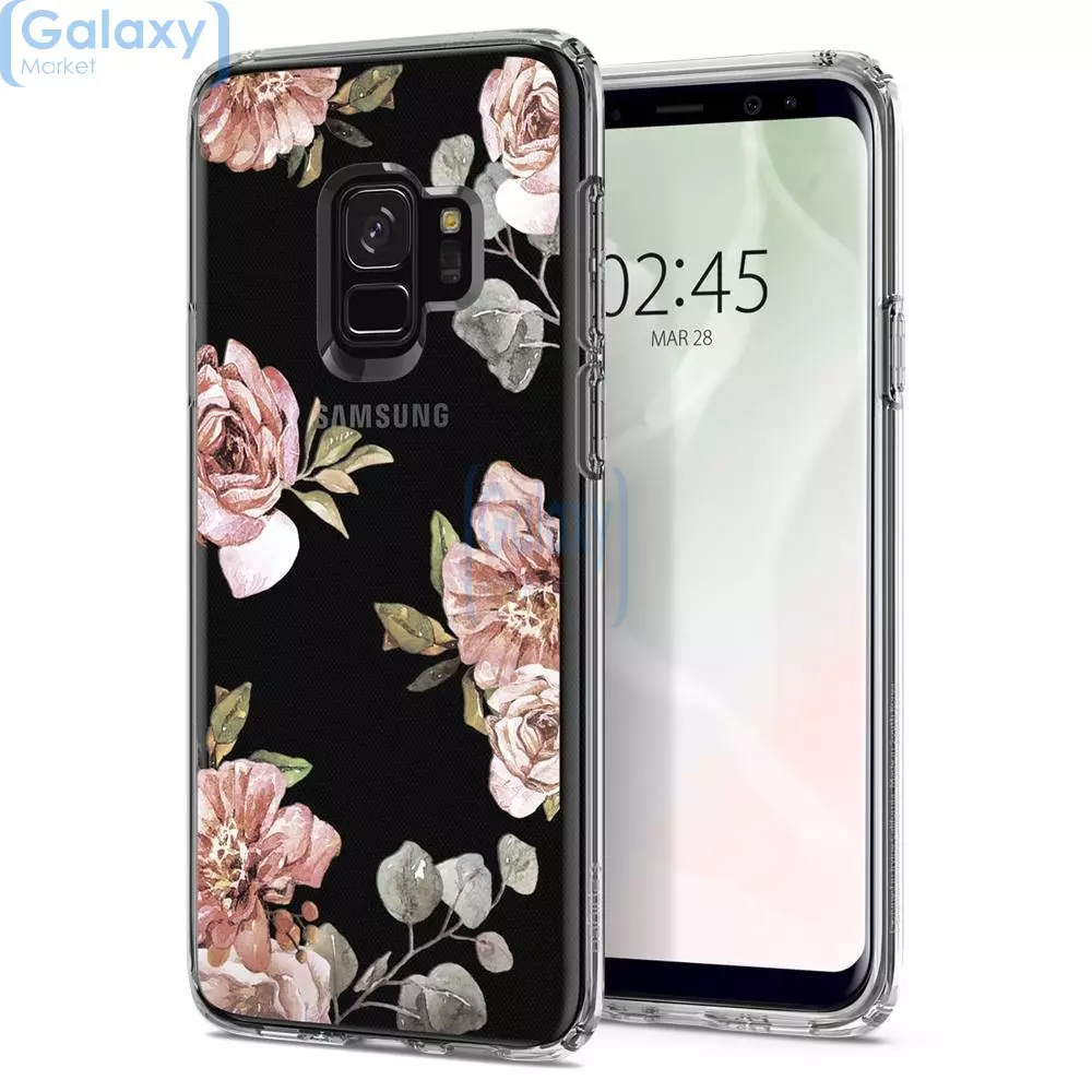 Чехол бампер Spigen Case Liquid Crystal Blossom Series для Samsung Galaxy S9 Plus Flower (Цветок)
