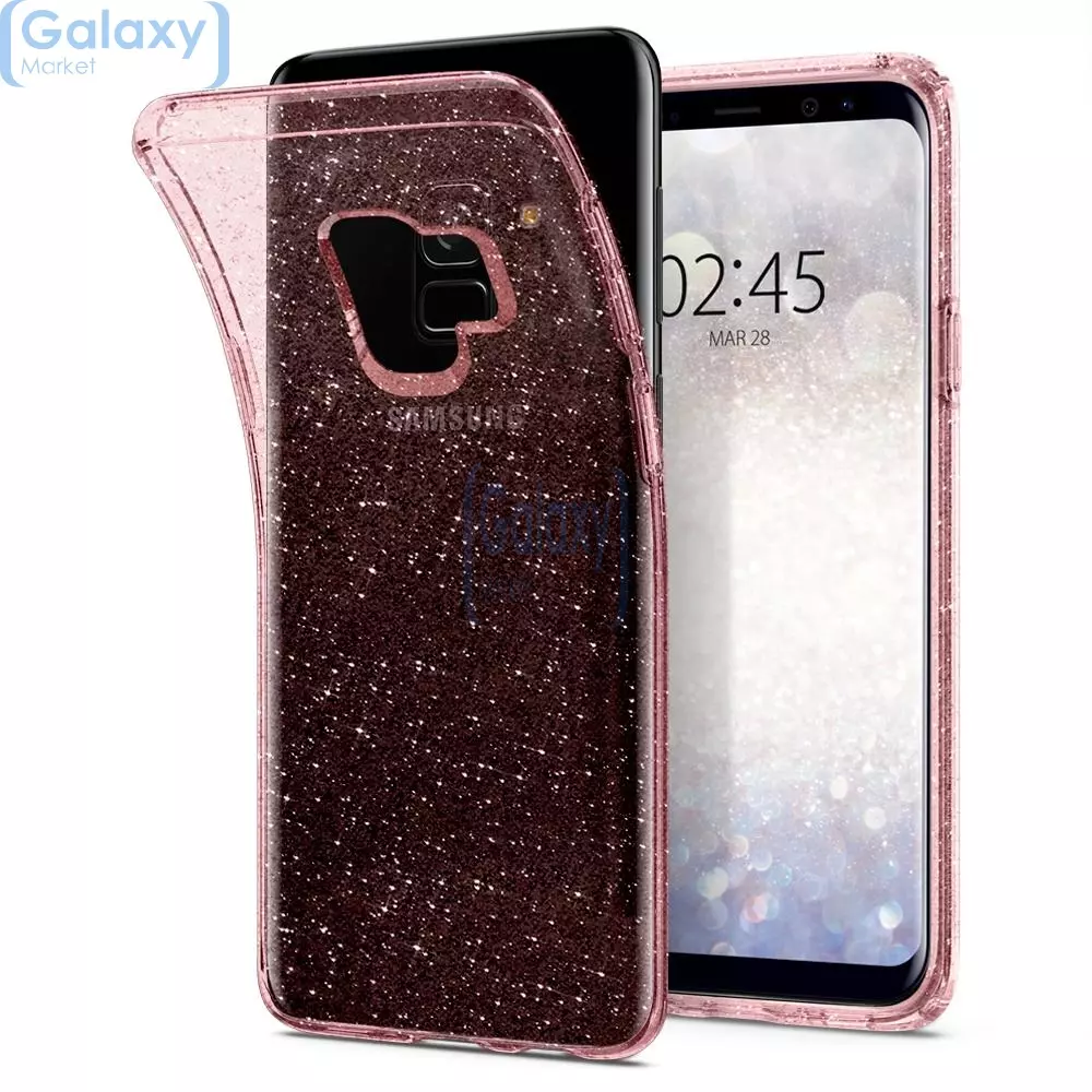 Чехол бампер Spigen Case Liquid Crystal Glitter Series для Samsung Galaxy S9 Plus Rose Quartz (Розовый кварц)