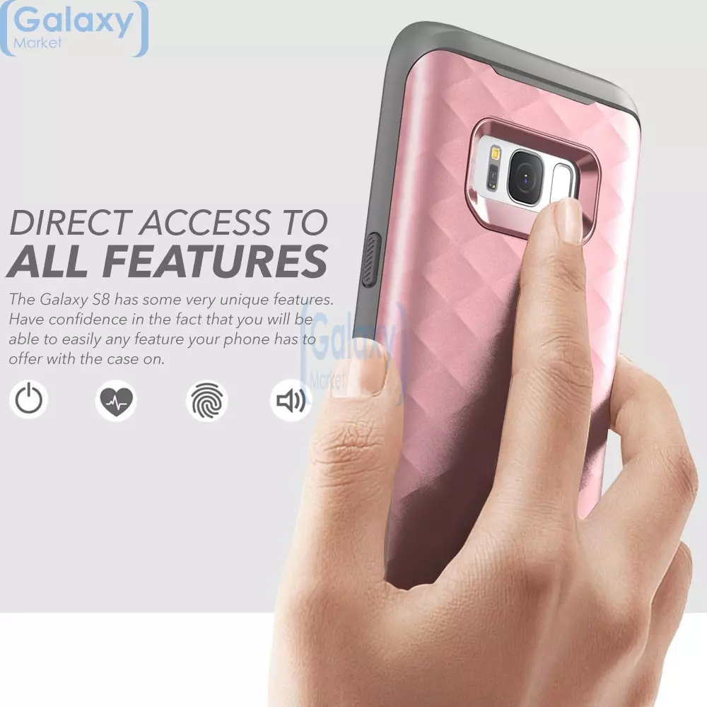 Чехол бампер Clayco Hera Full-Body Case with Screen Protector для Samsung Galaxy S8 Plus G955F Rose Gold (Розовое золото)