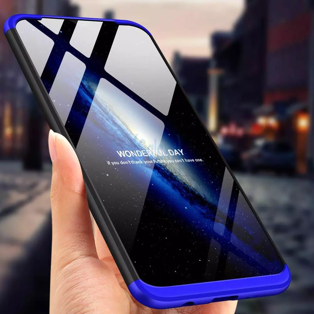 Чехол бампер GKK Dual Armor для Samsung Galaxy M10 Black\Blue (Черный\Синий)