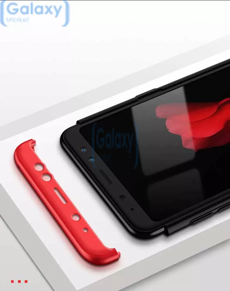 Чехол бампер GKK Dual Armor Case для Samsung Galaxy A8 Black\Red (Черный\Красный)