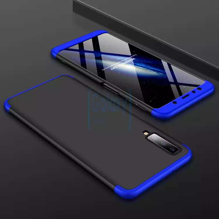 Чехол бампер GKK Dual Armor Case для Samsung Galaxy A7 (2018) Black\Blue (Черный\Синий)