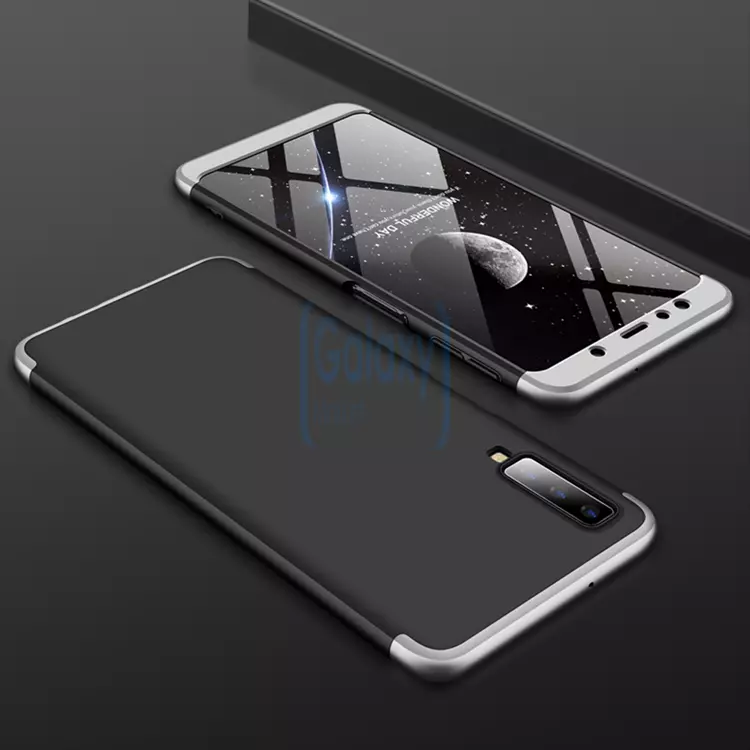 Чехол бампер GKK Dual Armor Case для Samsung Galaxy A7 (2018) Black\Silver (Черный\Серебристый)