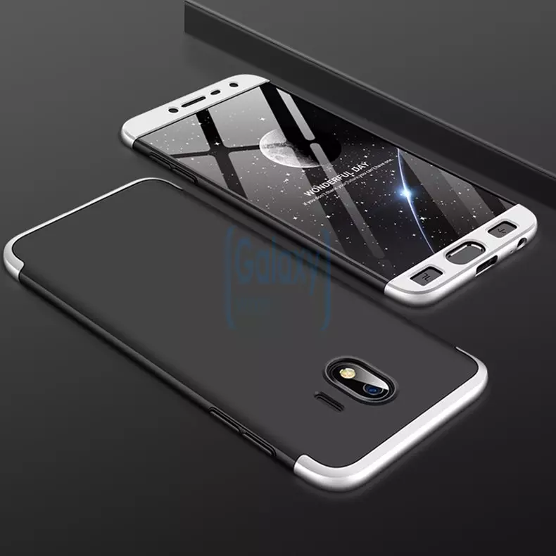 Чехол бампер GKK Dual Armor Case для Samsung Galaxy J4 (2018) Black\Silver (Черный\Серебристый)